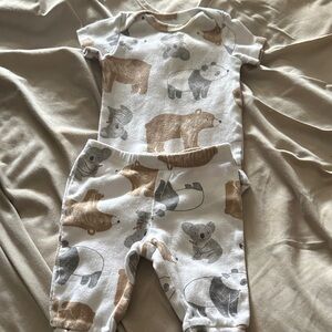 Carter's White and Brown Animal Print Kids Matching Set